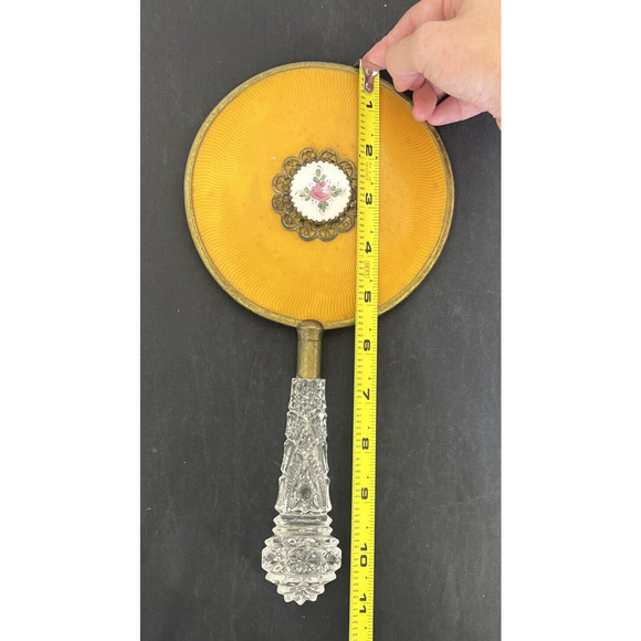 Vintage Hand Mirror Stunning Crystal Handles ~ Rose Design on face FS Charity - Picture 6 of 7